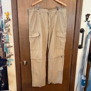 Men's Casual Tan Cargo Pants with Multiple Utility Pockets 40x30